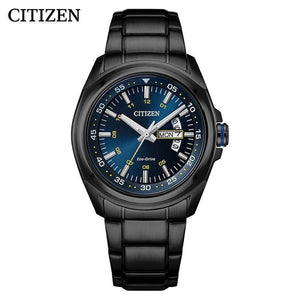Buy Shop Citizen Eco Drive Blue Dial Black Steel Strap Watch For Men - AW0024-58LB USA Online