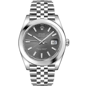 Buy Shop Rolex Datejust 41 Oyster Grey Dial Silver Oystersteel Bracelet Watch for Men - M126300-0008 USA Online