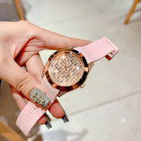 Buy Shop Guess Clarity Gold Dial Pink Silicone Strap Watch for Women - GW0109L2 USA Online