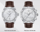 Buy Shop Tissot PR 100 Sport Quartz Chronograph Silver Dial Brown Leather Strap Watch For Men - T101.617.16.031.00 USA Online