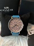 Buy Shop Coach Perry Coffee Dial Blue Leather Strap Watch for Women - 14503475 USA Online