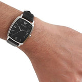 Buy Shop Emporio Armani Epsilon Quartz Black Dial Black Leather Strap Watch For Men - AR2490 USA Online