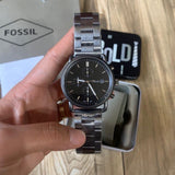 Buy Shop Fossil The Commuter Black Dial Grey Steel Strap Watch for Men - FS5400 USA Online