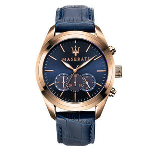 Buy Shop Maserati Traguardo Chronograph Blue Dial Blue Leather Strap Watch for Men - R8871612015 USA Online