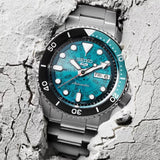 Seiko 5 Sports SKX Skeleton Green Dial Silver Steel Strap Watch For Men - SRPJ45K1