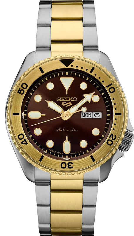 Buy Shop Seiko 5 Sports Automatic Brown Dial Two Tone Steel Strap Watch For Men - SRPK24 USA Online