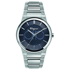 Buy Shop Salvatore Ferragamo Sapphire Blue Dial Silver Steel Strap Watch for Men - SFHP006-20 USA Online