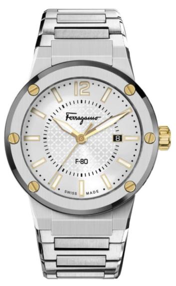 Buy Shop Salvatore Ferragamo F-80 Classic Silver Dial Silver Steel Strap Watch for Men - SFHY02922 USA Online