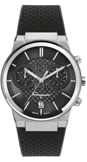 Buy Shop Salvatore Ferragamo Sapphire Chrono Black Dial Black Silicone Strap Watch for Men - SFME00121 USA Online