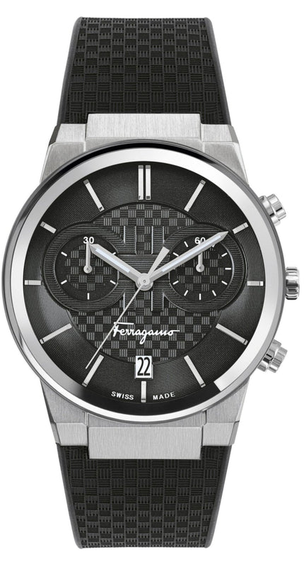 Buy Shop Salvatore Ferragamo Sapphire Chrono Black Dial Black Silicone Strap Watch for Men - SFME00121 USA Online
