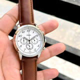 Buy Shop Fossil Neutra Chronograph White Dial Brown Leather Strap Watch for Men - FS6022 USA Online