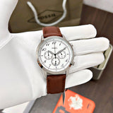 Buy Shop Fossil Neutra Chronograph White Dial Brown Leather Strap Watch for Men - FS6022 USA Online