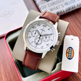 Buy Shop Fossil Neutra Chronograph White Dial Brown Leather Strap Watch for Men - FS6022 USA Online