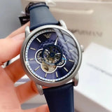 Buy Shop Emporio Armani Luigi Chronograph Blue Dial Black Leather Strap Watch For Men - AR60011 USA Online