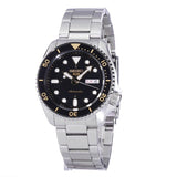 Seiko 5 Sports Automatic Black Dial Silver Steel Strap Watch For Men - SRPD57K1