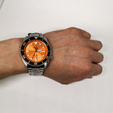 Seiko 5 Sports Automatic Orange Dial Silver Steel Strap Watch For Men - SRPD59K1