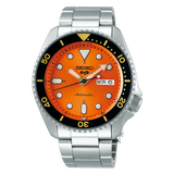 Seiko 5 Sports Automatic Orange Dial Silver Steel Strap Watch For Men - SRPD59K1