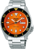 Seiko 5 Sports Automatic Orange Dial Silver Steel Strap Watch For Men - SRPD59K1