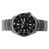 Seiko 5 Sports Automatic Black Dial Black Steel Strap Watch For Men - SRPD65K1