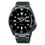 Seiko 5 Sports Automatic Black Dial Black Steel Strap Watch For Men - SRPD65K1