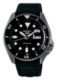 Seiko 5 Sport Automatic Black Dial Black Silicone Strap Watch For Men - SRPD65K3