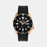 Seiko 5 Sport SKX Automatic Black Dial Black Leather Strap Watch For Men - SRPD76K1