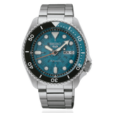 Seiko 5 Sports SKX Skeleton Green Dial Silver Steel Strap Watch For Men - SRPJ45K1