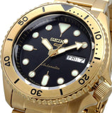 Buy Shop Seiko 5 Sports Automatic Black Dial Gold Steel Strap Watch For Men - SRPK18 USA Online
