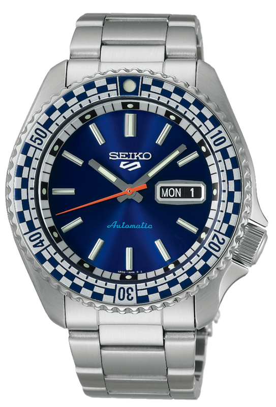 Buy Shop Seiko 5 Sports Petrol Blue Checker Flag Special Edition Blue Dial Silver Steel Strap Watch For Men - SRPK65K1 USA Online