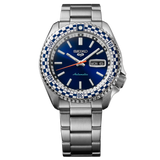 Seiko 5 Sports Petrol Blue Checker Flag Special Edition Blue Dial Silver Steel Strap Watch For Men - SRPK65K1