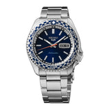 Seiko 5 Sports Petrol Blue Checker Flag Special Edition Blue Dial Silver Steel Strap Watch For Men - SRPK65K1