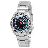 Seiko 5 Sports Checker Flag Special Edition Black Dial Silver Steel Strap Watch For Men - SRPK67K1