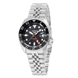 Seiko 5 Sports Automatic GMT Black Dial Silver Steel Strap Watch For Men - SSK001K1