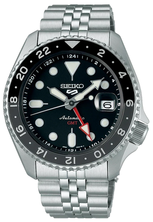 Buy Shop Seiko 5 Sports Automatic GMT Black Dial Silver Steel Strap Watch For Men - SSK001K1 USA Online