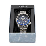 Seiko 5 Sports GMT SKX Automatic Blueberry Dial Silver Steel Strap Watch For Men - SSK003K1