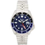 Seiko 5 Sports GMT SKX Automatic Blueberry Dial Silver Steel Strap Watch For Men - SSK003K1