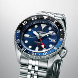 Seiko 5 Sports GMT SKX Automatic Blueberry Dial Silver Steel Strap Watch For Men - SSK003K1