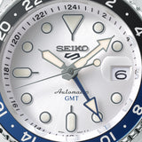 Seiko 5 Sports SKX GMT Automatic Sky Blue Dial Silver Steel Strap Watch For Men - SSK033K1