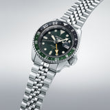 Seiko 5 Sports SKX GMT Automatic Green Dial Silver Steel Strap Watch For Men - SSK035K1