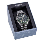 Seiko 5 Sports SKX GMT Automatic Green Dial Silver Steel Strap Watch For Men - SSK035K1