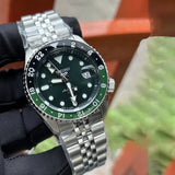 Seiko 5 Sports SKX GMT Automatic Green Dial Silver Steel Strap Watch For Men - SSK035K1