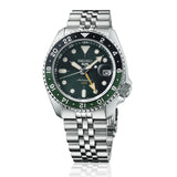 Seiko 5 Sports SKX GMT Automatic Green Dial Silver Steel Strap Watch For Men - SSK035K1