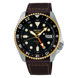 Buy Shop Seiko 5 Sports SKX GMT Automatic Mocha Black Dial Brown Leather Strap Watch For Men - SSK036K1 USA Online