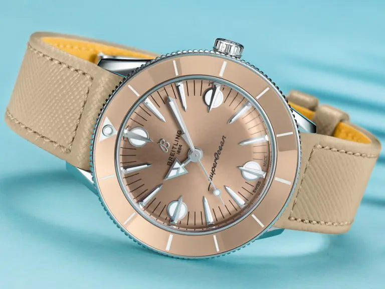 Buy Shop Breitling Superocean Heritage '57 Brown Dial Beige Leather Strap Watch for Women - A10340A41A1X1 USA Online