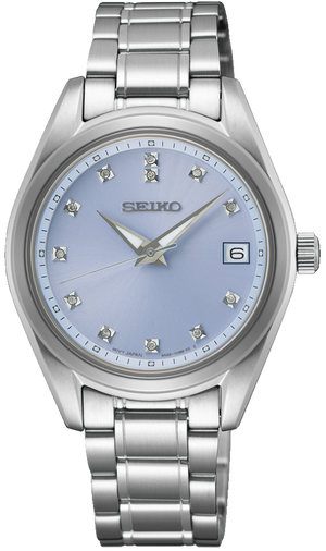 Buy Shop Seiko Diamond Blue Dial Silver Steel Strap Watch for Women - SUR581P1 USA Online