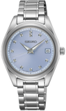 Seiko Diamond Blue Dial Silver Steel Strap Watch for Women - SUR581P1