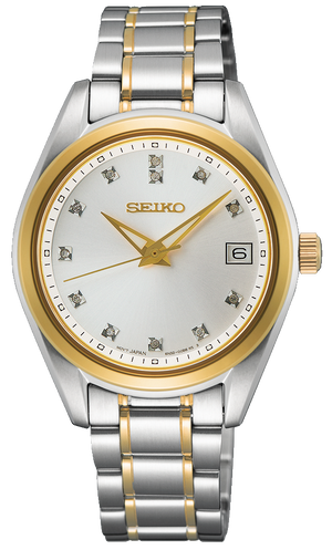 Buy Shop Seiko Diamond Silver Dial Two Tone Steel Strap Watch for Women - SUR582P1 USA Online