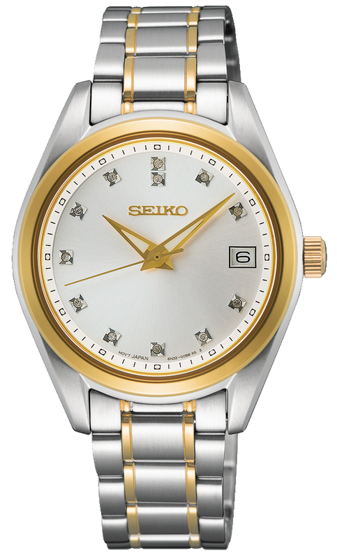 Seiko Diamond Silver Dial Two Tone Steel Strap Watch for Women - SUR582P1