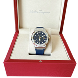 Salvatore Ferragamo F-80 Blue Dial Blue Rubber Strap Watch For Men - SFHY01122