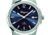 Salvatore Ferragamo F-80 Classic Blue Dial Silver Steel Strap Watch for Men - SFDT01320